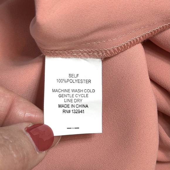 Amanda Uprichard Soft Pink V-Neck Mini Dress Bishop Sleeves Classic XS - Picture 9 of 12